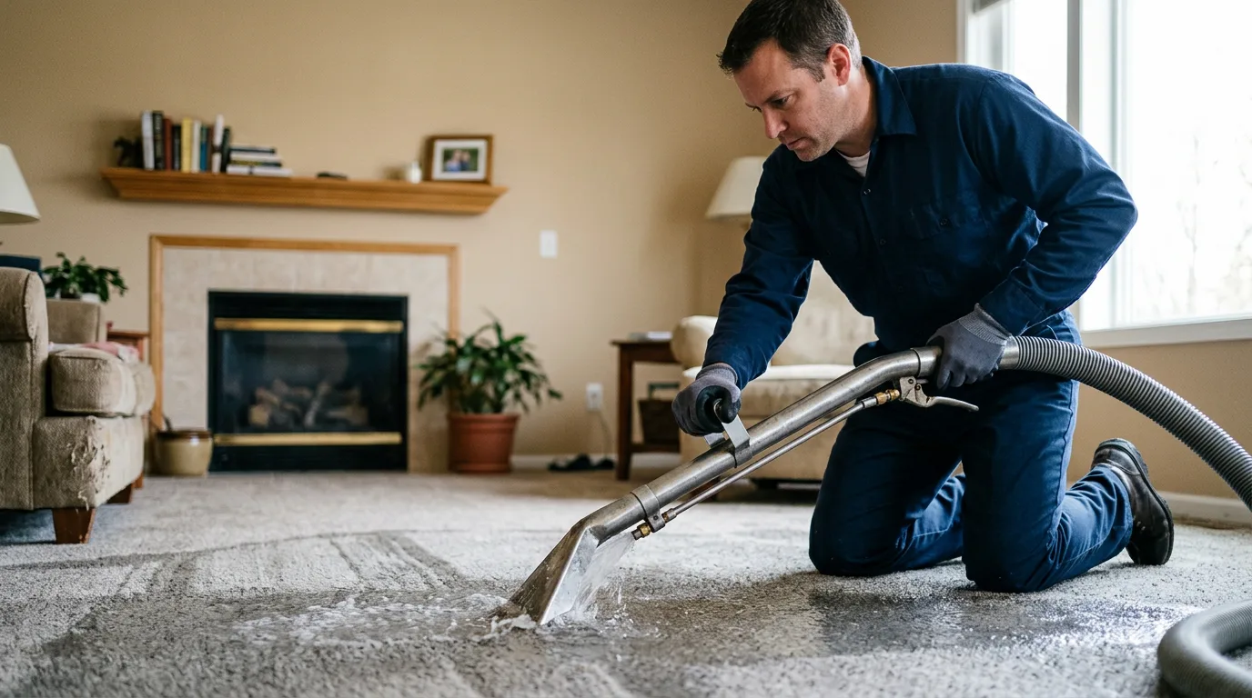 Water damage restoration technician working near Mount Berry, GA